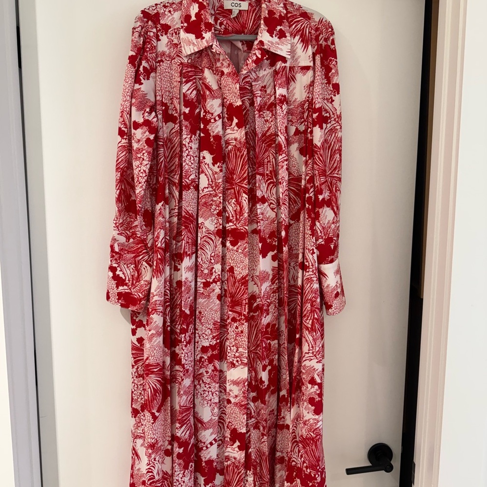 COS Vibrant Red and White Patterned Dress